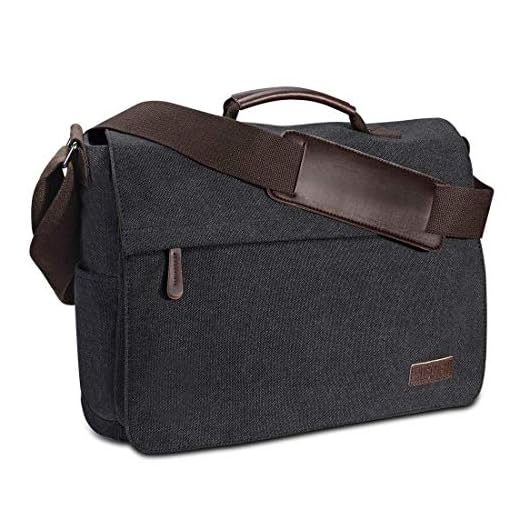 Umhängetasche Herren aus Vintagem Segeltuch, Premium Herrentasche, Laptoptasche für 15,6 Zoll Laptop, Schultertasche/Kuriertasche/Messenger Bag von Ruschen