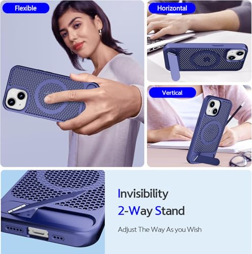 Image of amazon basics Vanguard Laser Cut mesh case Compatible with iPhone 15 | Supports Magnetic and Wireless Charging - Blue