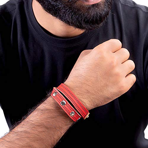 Women's Red Wraparound Leather Bracelet, Stylish Accessory