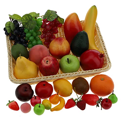 Gresorth 30 Fruits Of Decorative Realistic Artificial Fruit Decoration Fake Lemon Banana Apple Grape Peach Pear Mango Strawberry Orange … #TOP2