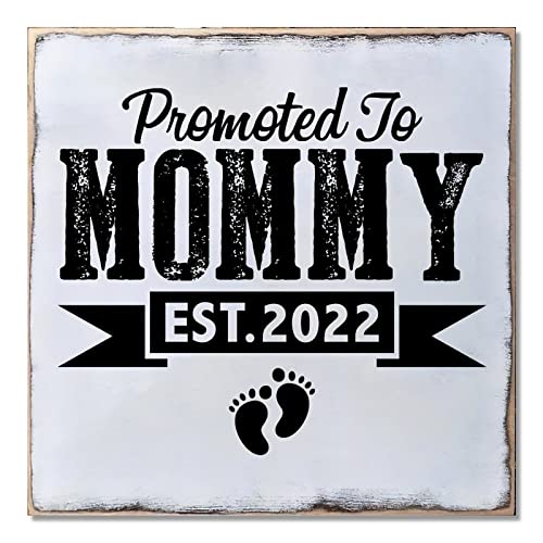 Plaque bois Promoted To Mommy First Time pour célébrer la maternité