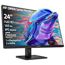 HP OMEN Series 23.8" FHD IPS Gaming Monitor, 165Hz Refresh, LED Display, AMD FreeSync Premium, HDR, Anti-Glare Monitor, Wall Mountable100x100mm, 1 x DisplayPort, 2 x HDMI, Tilt|Height|Pivot Stand