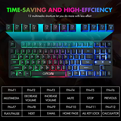 Chonchow Rgb Compact Gaming Keyboard, Usb Wired 87 Keys Gaming Keyboard Led Rainbow Backlit Tenkeyless Gaming Keyboard Tkl Keyboard Gaming Rgb Keyboard For Laptop Ps4 Xbox Pc Computer Game And Work #TOP5
