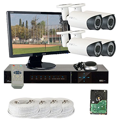GW Security VD4CHH10 4 CH HD-SDI DVR 4 x HD-SDI 1/3-Inch 1.3 Megapixel CMOS Camera 720P Video Output 2.8 to 12 mm Lens, 78-IR LED, 180-Feet IR Distance