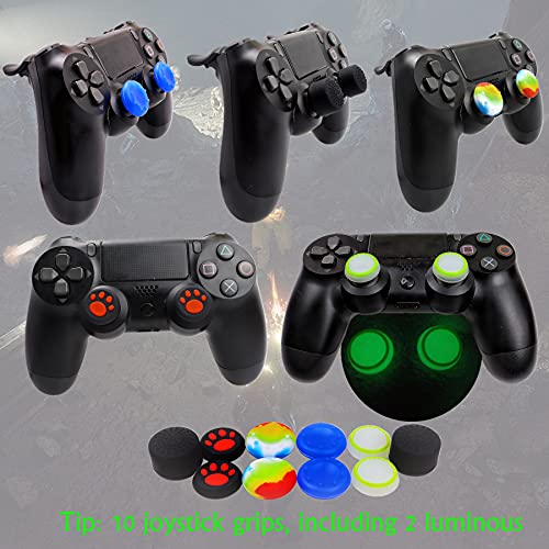 Image of Silicone Skin for Ps4 Controller, 2pcs Anti-Slip Shell Cover Case with 10 Joystick Grips, 2 Pairs L2 R2, 4pcs Led Light Bar Skin for Playsation 4 / Slim /Pro Dualshock 4 Controller Wireless Gamepad