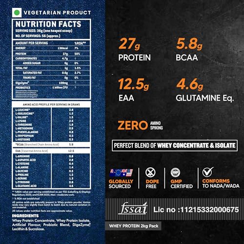 Image of AS-IT-IS ATOM Whey Protein 2kg | 27g protein | Isolate & Concentrate | Mango Fusion | USA Labdoor Certified | With Digestive Enzymes for better absorption