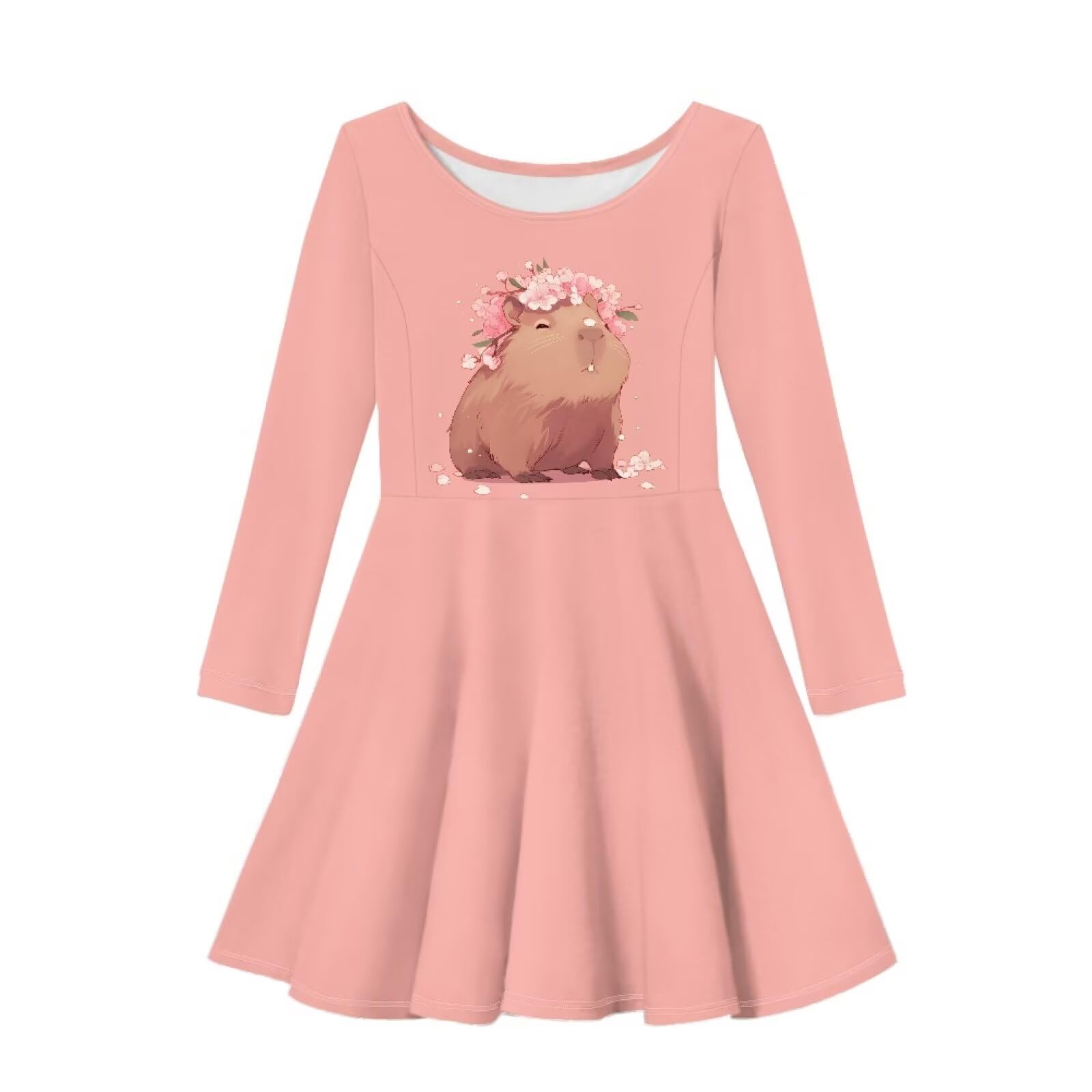 OZELANSAY Thin Fall Dress for Girls Casual Cute Long Sleeve Swing Skater Dress Funny Print Party Outfits