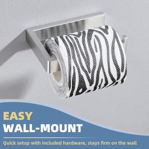 Image of APLusee Square Toilet Paper Holder, Brushed Nickel, 304 Stainless Steel | Space-saving for Apartments, RVs, Small Bathroom, Wall Mounted Tissue Holder, Easy Roll Changes, Fits Most Rolls Size