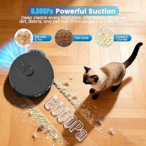 Image of T20+ Robot Vacuum and Mop Combo Self‑Emptying with 6000Pa Suction, LiDAR Navigation, Home Mapping, 75‑Day Capacity, 180 Mins Runtime, APP&Voice&Remote, Robot Vacuum Cleaner for Hair, Floors, Carpets