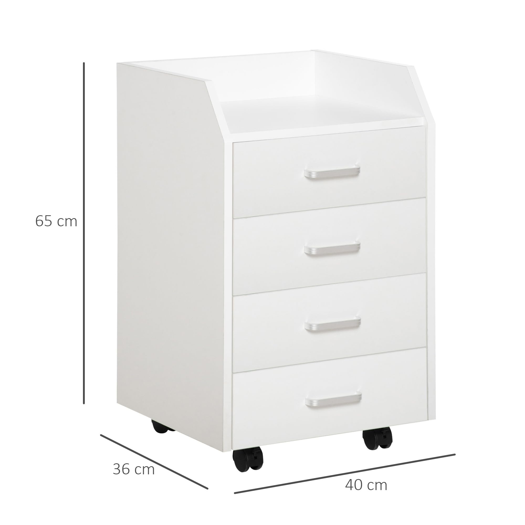 HOMCOM 4-Schubladen-Aktenschrank, mobil, Weiß
