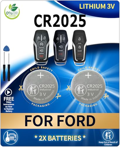 IYUKETROR 2 Pack CR2025 Key Fob Battery Replacement for Ford