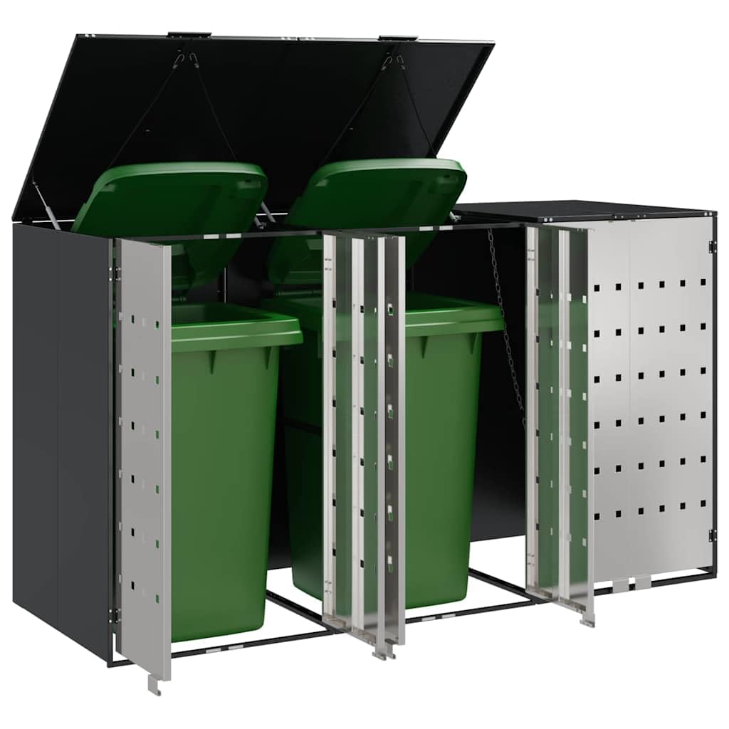Almacenamiento de Cubos Wheelie para 3 Cubos Antracita Acero,Casa y jardín,Productos del hogar,Accesorios para contenedores de residuos,Soportes para contenedores de residuos,68kg-3394779