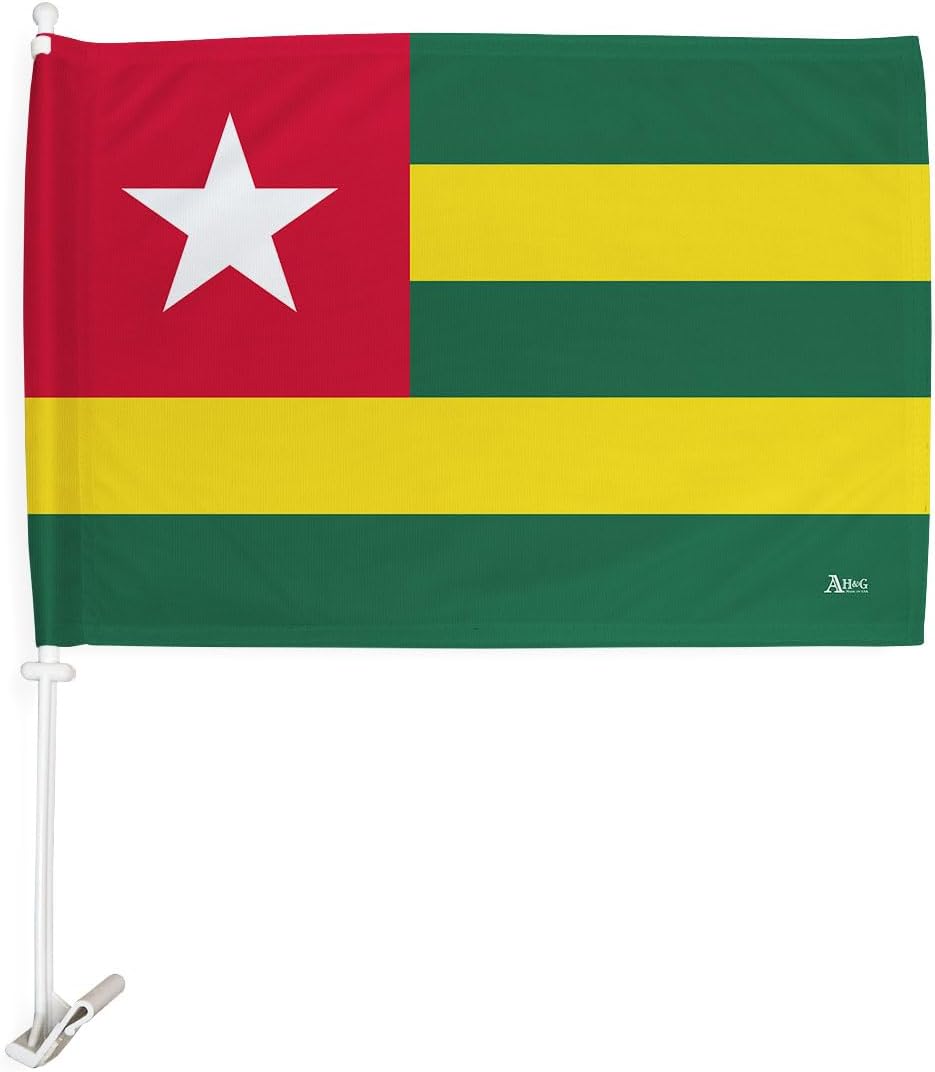 Team Togo Car Flag Bandera para Carros De Togolese Decor for Window Clip Mount Auto Accessories Sport Fan Gifts League Olympics Party Supplies Patriotic Decorations Made in USA