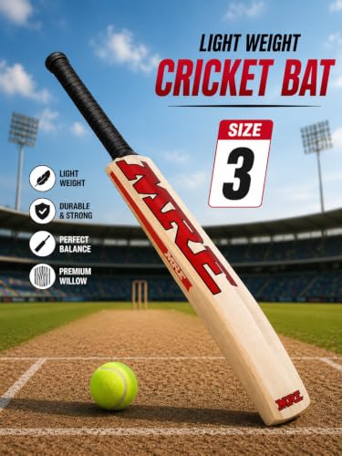 Image of Popular Willow Wooden Cricket Bat with Cover for Kids Boys & Girls (Size 3 for 5 to 8 Year Old)