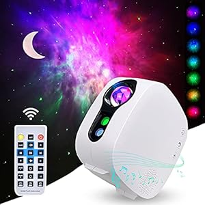 MERTTURM Lampe Projecteur LED Étoile, Projecteur Galaxie, 31 Modes Projecteur de Veilleuse Rotatif, Projecteur Ciel Etoile avec Haut-Parleur Bluetooth pour Bébé Enfant Adulte Cadeau