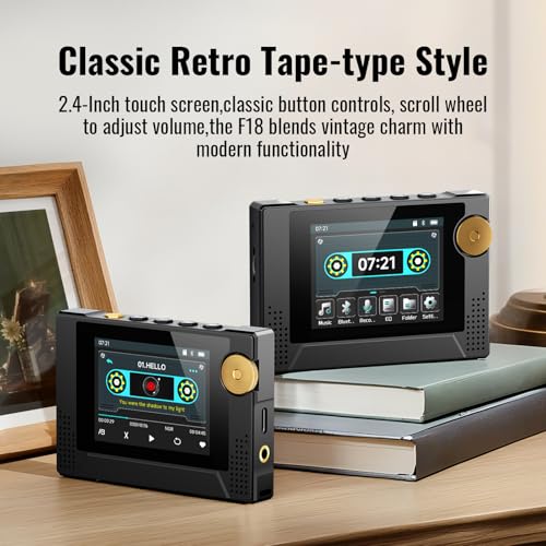 Image of 64GB 80s Retro MP3 Player with HD Speaker,MP3 Cassette Nostalgia Player,Dynamic Retro UI,Tape Drive Shape,Portable Bluetooth MP3 Music Player 50 Hours Long Battery Life, 2.4 inch Touchscreen (Black)