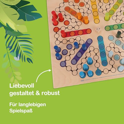 Hess Holzspielzeug 14849 - Brettspiel Raus mit Dir aus Holz, inkl. Würfel und Spiel-Steinen, handgefertigt, für bis zu 8 Personen, Spielspaß für Klein und Groß – Bild 6