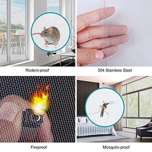 304 Stainless Steel Mesh Window Screen Roll 47" X 200" With Stab Resistant Gloves, Pet Proof Window Screen Replacement, Durable Wire Mesh Screen For Home And Office (47" X 200") #TOP2