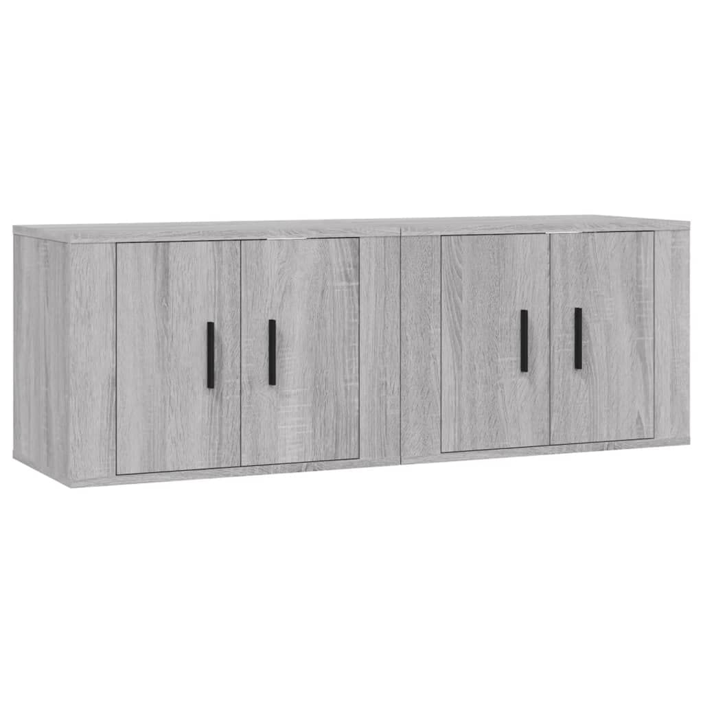 Set di 2 mobili da parete per TV, grigio Sonoma, mobile TV sospeso, in legno, moderno, per soggiorno, 57 x 34,5 x 40 cm