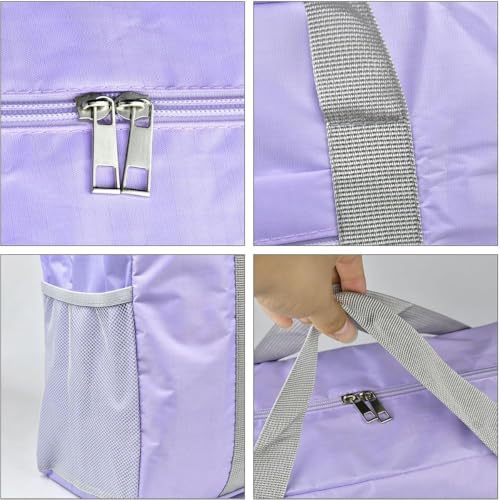 Image of CAVALO Be Unique Travel Bags for Luggage Spacious with Pockets Foldable Weekender Zipper Duffle Bag, Stylish Handbag Carry on Trolley Bag Waterproof Nylon Purple 44 x 18 x 35 cm