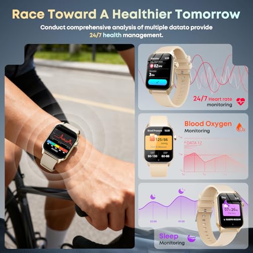 Image of Smart Watches for Women Men, 120 Sports Modes Smartwatch with 1.83 inches HD Display, Heart Rate /Sleep Monitor, IP67 Waterproof, Bluetooth Call & Music Control for iPhone /Android Rose Gold