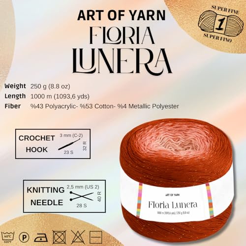 Image of Floria Lunera Cotton Yarn 55% Cotton 45% Acrylic 250g 1093 Yards Multicolor Rainbow Crochet Yarn Handknit Cake Soft Variegated Yarn for Spring Summer Projects Blankets Scarves-93288