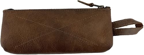 Hide & Drink, Neceser de cuero de mano, estuche para lápices, organizador de cables, artículos esenciales de viaje, hecho a mano, Bourbon Marrón,