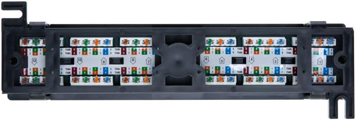 12 Port Cat5/5e Unshielded Wallmount Rackmount Patch Panel, Backwards Compatible with CAT 3/4/5 Cabling (12 Port)