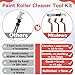 3-Pack Stainless Steel & Brass Bristle Brushes & 1-Pack Paintbrush Comb, Paint Roller Cleaner Tool Kit, Ergonomic Handle with Hanging Hole for Paint Brushes