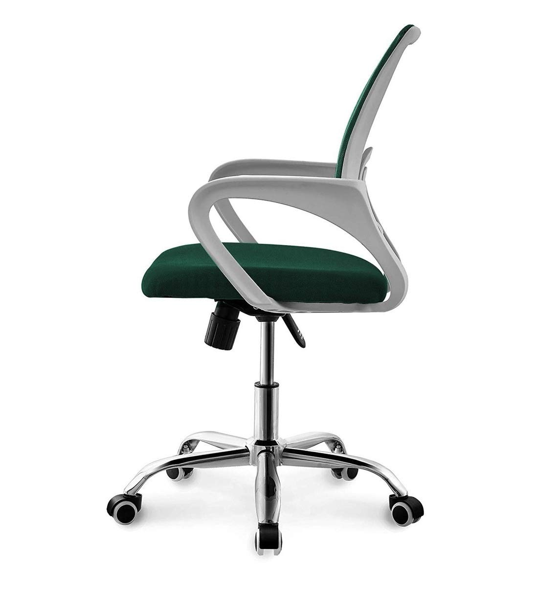 Bhumika Overseas® Low Back Royal Ergonomic White Body Computer Office Study Desk Executive Mesh Fabric Chair with Wheels in Dark Green Color 3