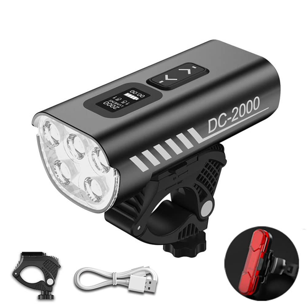 Faro Anteriore per MTB Impermeabile da 5800 mA in Lega di Alluminio, Ricaricabile Tramite USB, per Ciclismo su Strada. Accessori per Bicicletta.