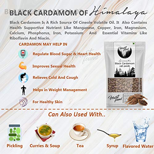 Image of Forest Found Black Cardamom Whole | Badi Elaichi Sabut | Extra Bold, Smoky Flavor | No Artificial Colors or Preservatives | Ideal for Curries, Dum Biryani, and More (Pack of 1, 400g)