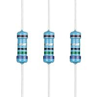 Vista 9 de 100 resistencias de 1 ohm 1/2 W (0.5 vatios) ±1% tolerancia de película metálica, resistencia fija de múltiples valores de resistencia opcional