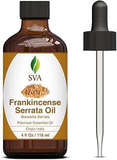 SVA Frankincense Essential Oil 4oz (118 ml) Boswellia Serrata Premium Essential Oil With Dropper For Diffuser, Aromatherapy, Hair Care and Skin Massage