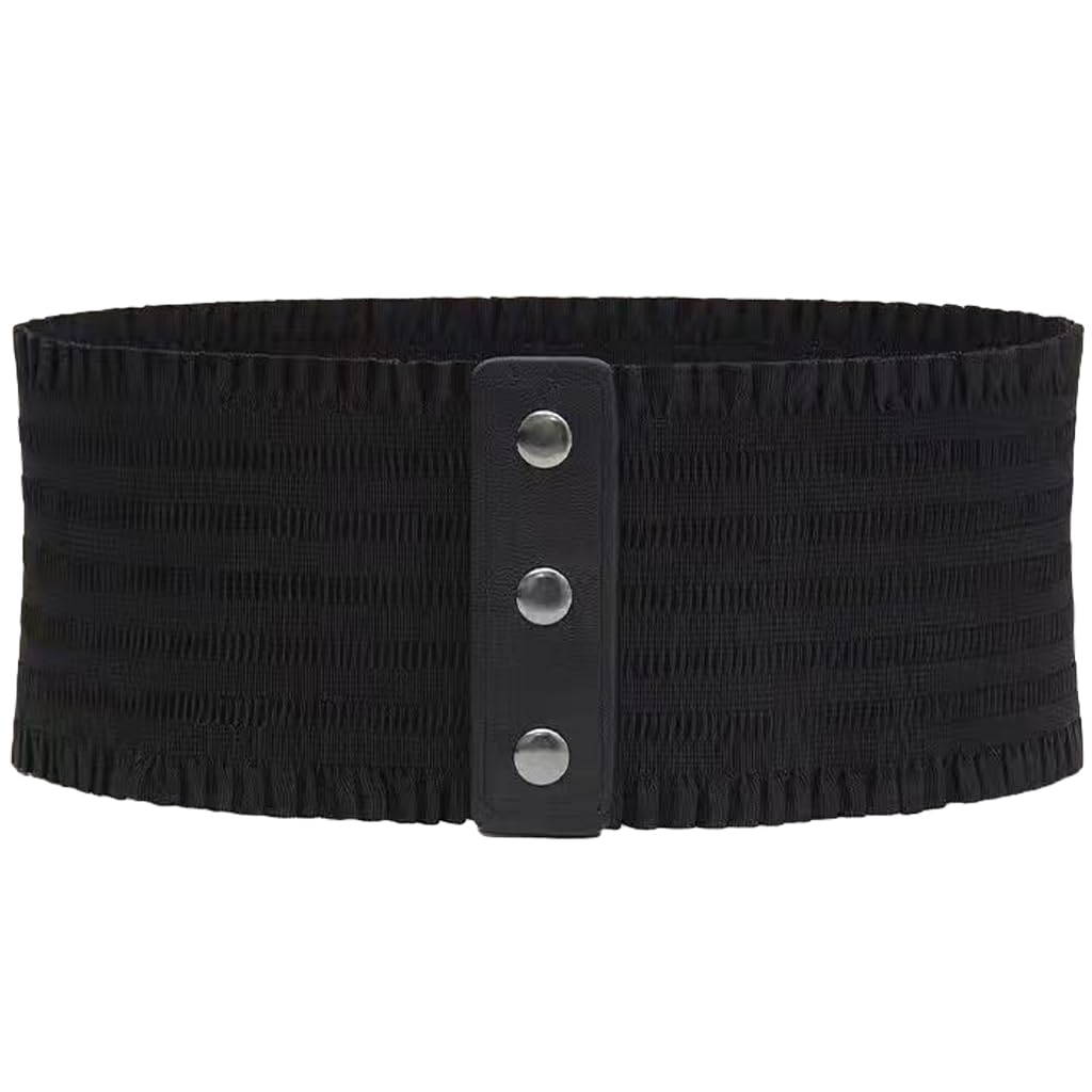 Cintura Elastica Vintage Donna - Cinch Con Bottoni A Pressione Nero Taglia Unica - Foto 6