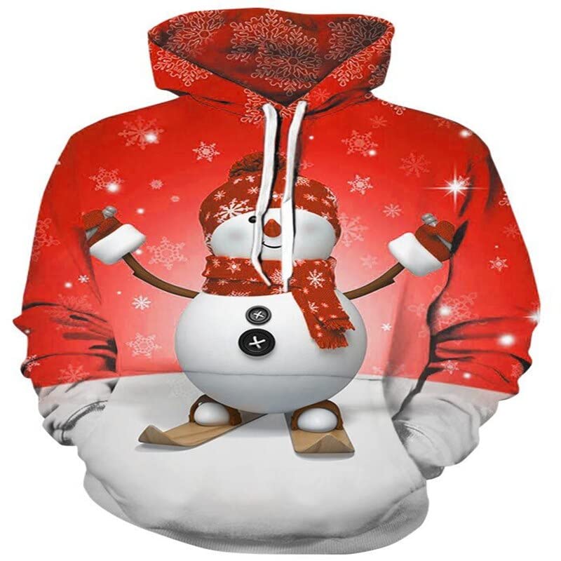 QTJY Sudadera con Capucha de muñeco de Nieve de Navidad con Estampado 3D, Sudadera Casual de otoño...