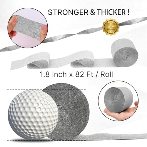 Image of PartyWoo Silver Crepe Paper Streamers 8 Rolls 656 ft Pack of Metallic Silver Crepe Paper for Graduation Baby Shower New Year Birthday Party Decorations (1.8 Inch x 82 Ft /Roll), Silver-706