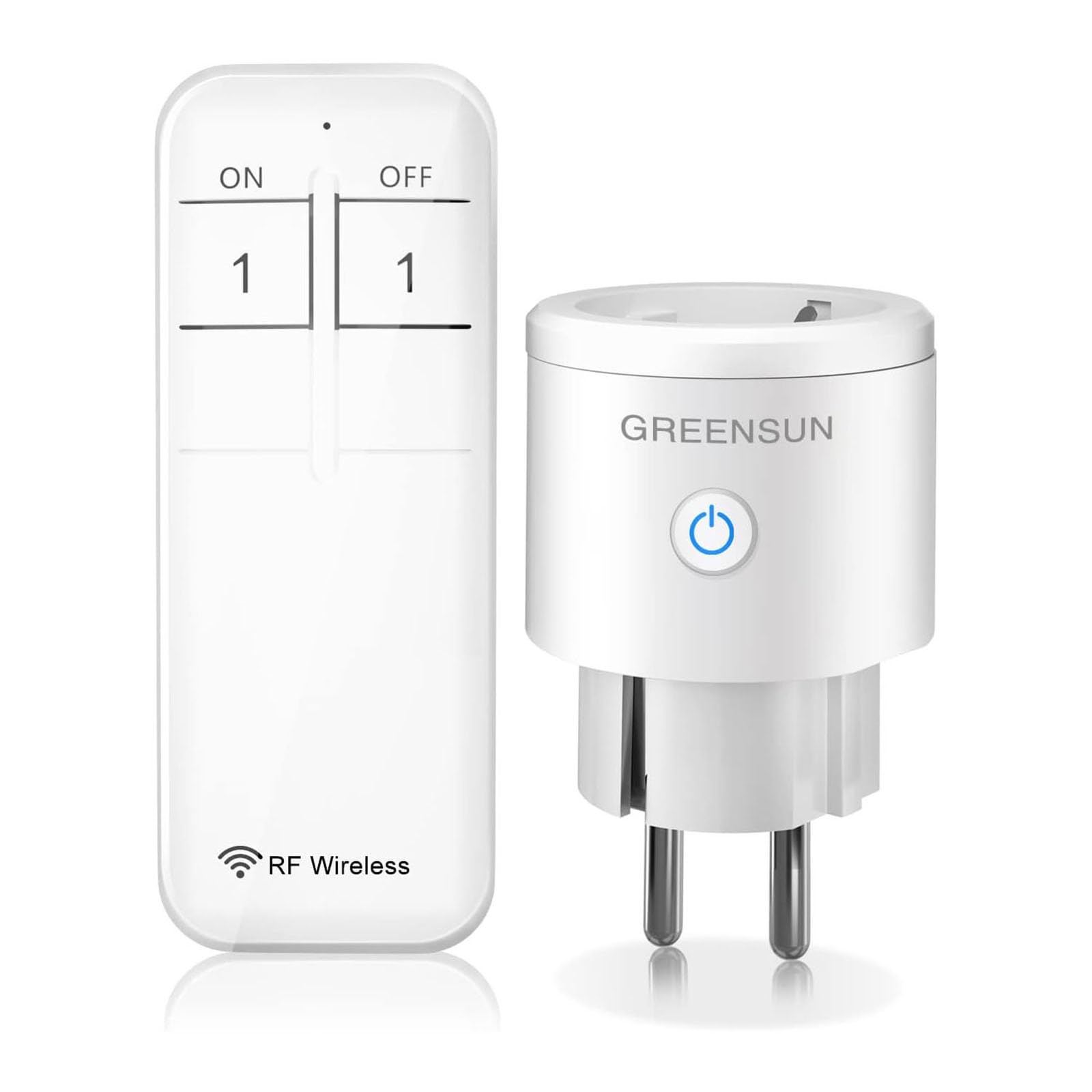 GreenSun Prise Telecommande Sans Fil - 30M 3680W Prise Connectée 16A Interrupteur avec Telecommande RF Smart Plug pour Lampe et Électroménager