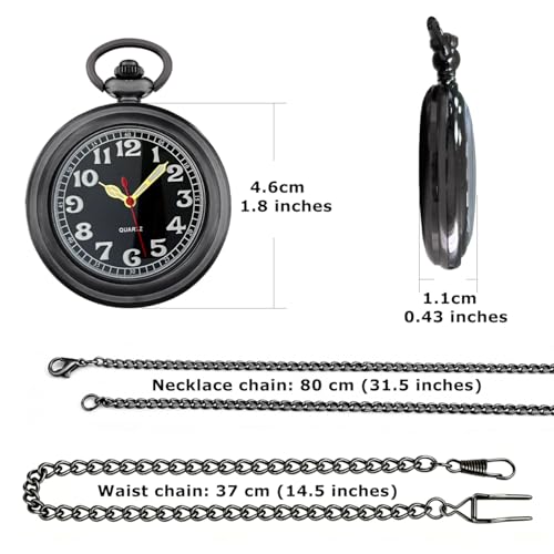 Image of Vintage Quartz Pocket Watches for Men with Chains, Analog Pocket Watch for Women, Gifts for Dad /Grandpa Gifts for Him for Birthday