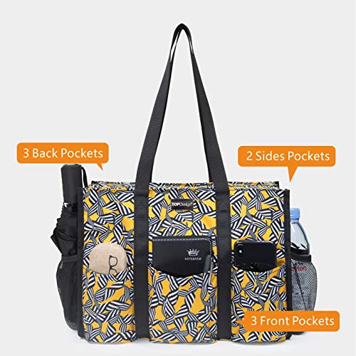 Image of TOPDesign Utility Water Resistant Tote Bag with 13 Pockets, Top Zipper Closure & Thick Bottom Support, for Working Women