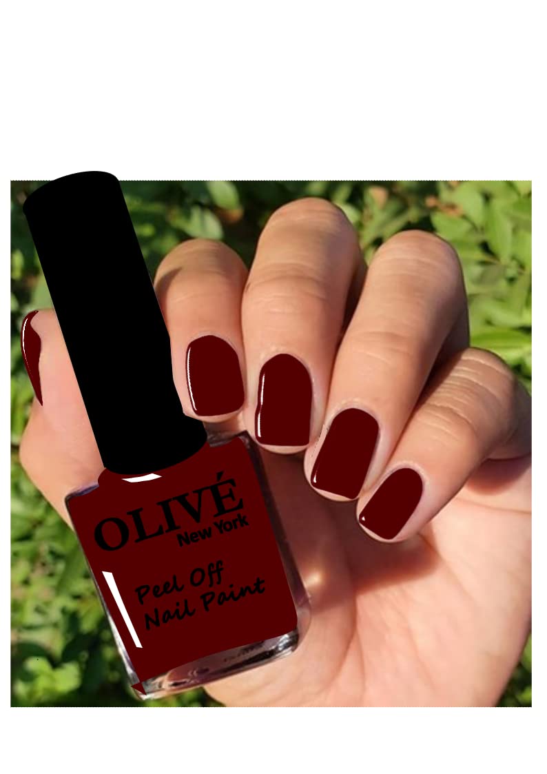 OLIVE Newyork Stunning Nail Lacquer | Chip Resistant, Quick drying nail paint | Highly Pigmented with high shine Nail polish | Shade - Maroon, Dark Red, Wine Red-image-4
