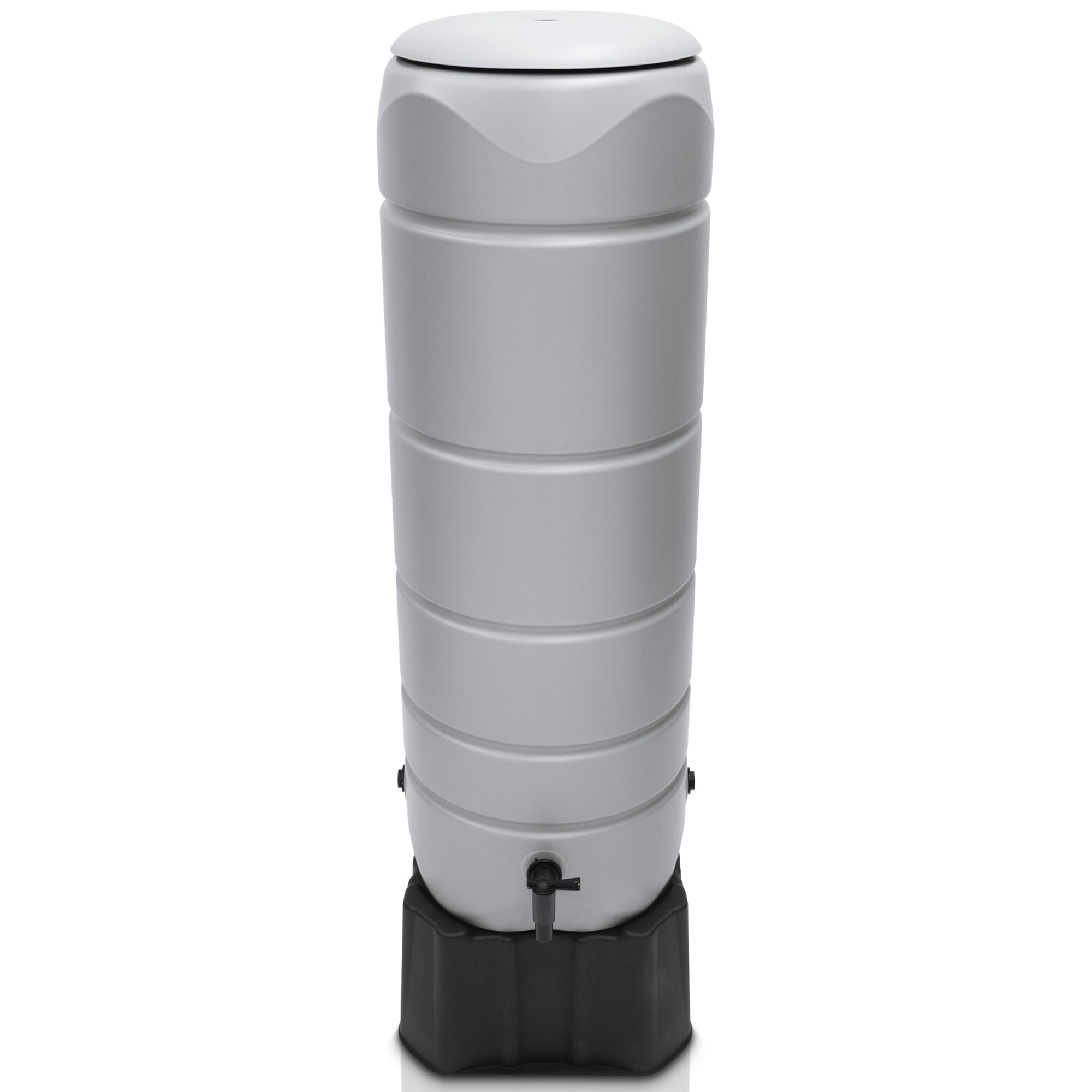 YourCasa CircleTower - Barril de lluvia (110 L, con pie, tapa y grifo, plástico a prueba de heladas, depósito de agua de lluvia, para jardín, colector de lluvia, color gris)