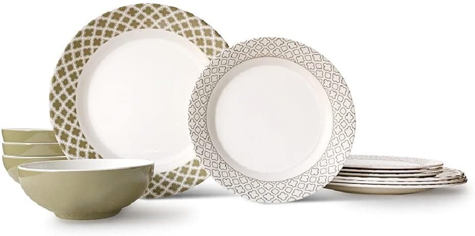12-Piece Melamine Dinnerware Set - Service for 4 (Goldgrass)
