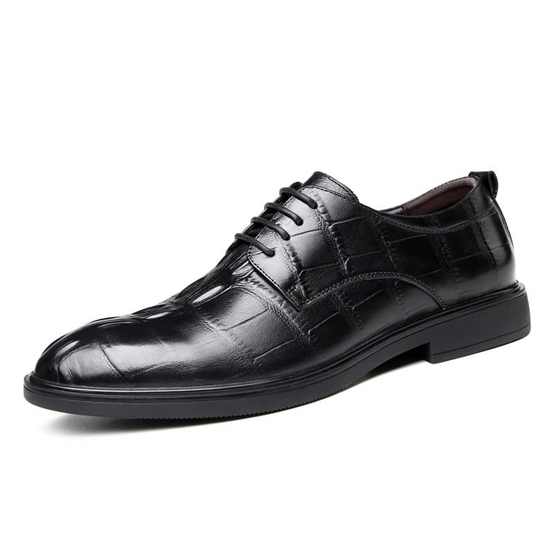 Dress Shoes for Men Classic Lace-up Formal Tuxedo Shoes Round Toe Genuine Leather Solid Color Shoes Anti-Slip Slip Resistant Block Heel Prom Dress Shoes2