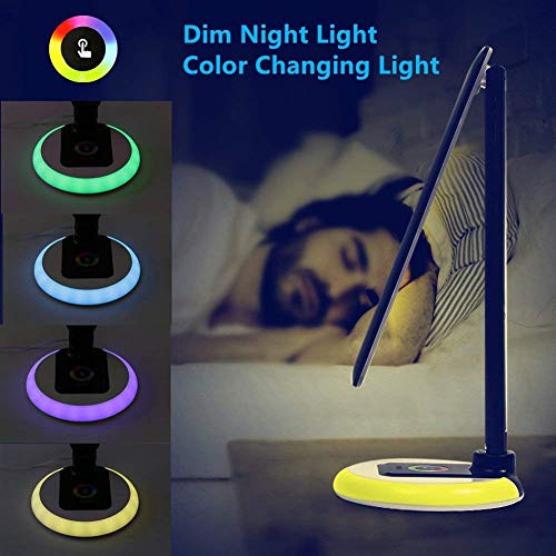 PElight 10W Led Schreibtischlampe Dimmbar Büro Tischleuchte mit Uhr, USB-Aufladung, Farbwechselbasis, Touch-Steuerung, 9… – Bild 7