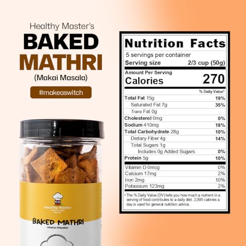Image of HEALTHY MASTER Vision to serve healthy Baked Makai Masala Mathri 1000G | Rich In Protein | Low Gi Food | Good For Healthy Lifestyle | Powerful Antioxidants | Rich In Vitamins