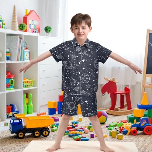 Image of visesunny Boys Hawaiian Shirt and Short Set Summer Outfit Kids 2 Piece Clothes Set 3-10Y