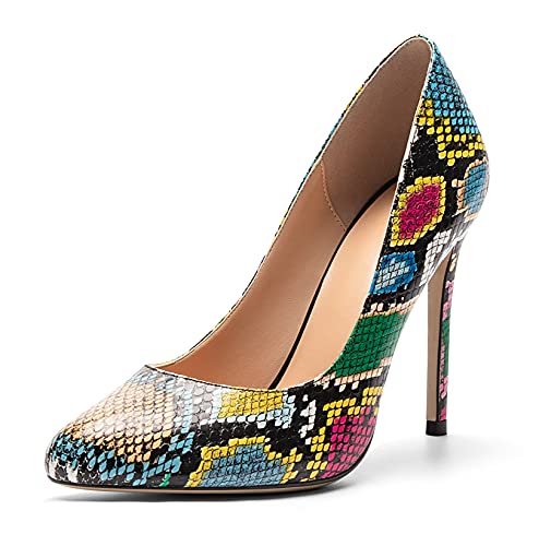 Eldof Womens High Heel Pumps Round Toe Court Shoes 10cm Stilttoes Patent Leather Pump Heels2