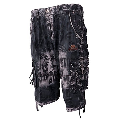 YIJU Calça Curta Masculina Tática Ao Ar Livre Calças de Combate Vintage Roupas de Trabalho - Cinza 3