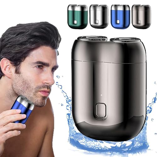 Jacooba Electric Razor, New Model Mini Dual-Head Electric Shaver, Upgrade Pocket Shaver USB Mini Shavers, Portable Rechargeable Waterproof Electric Razor for Men (Gray)